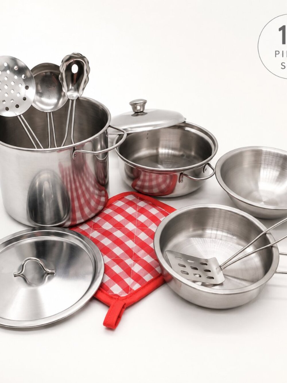 Kids Stainless Steel Play Kitchen Cookware Set, Pretend Cooking Pots & Pans Toy - Picture 13 of 13